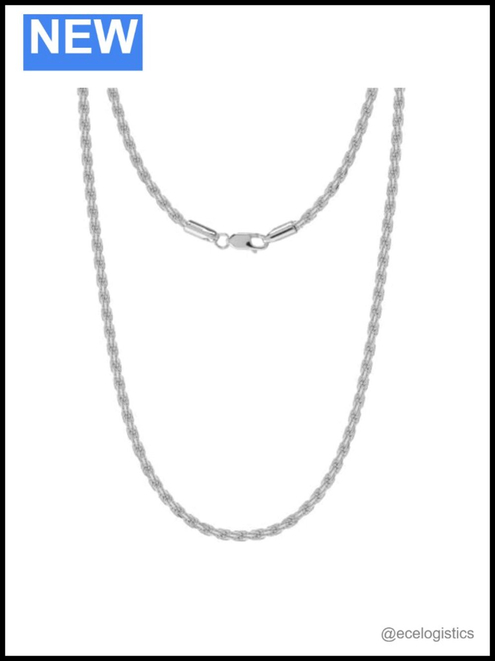 Sterling Silver Diamond-Cut Braided Rope Chain Necklace 2MM 20 Inches